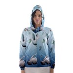Animated Nature Wallpaper Animated Bird Hooded Wind Breaker (Women)