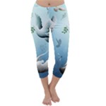 Animated Nature Wallpaper Animated Bird Capri Winter Leggings 