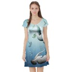 Animated Nature Wallpaper Animated Bird Short Sleeve Skater Dress