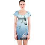 Animated Nature Wallpaper Animated Bird Short Sleeve Bodycon Dress