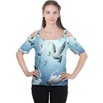 Animated Nature Wallpaper Animated Bird Women s Cutout Shoulder Tee