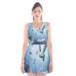 Animated Nature Wallpaper Animated Bird Scoop Neck Skater Dress