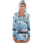 Animated Nature Wallpaper Animated Bird Women s Long Sleeve Hooded T-shirt