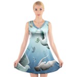 Animated Nature Wallpaper Animated Bird V-Neck Sleeveless Dress