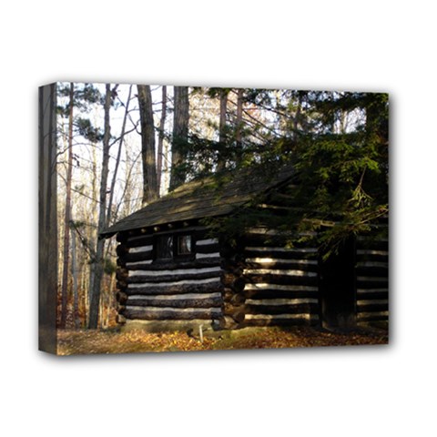 Cabin At The Pennsylvania Grand Canyon  by Ave Hurley  Deluxe Canvas 16  x 12  (Stretched)  from ArtsNow.com
