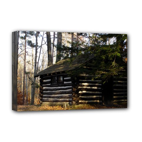 Cabin At The Pennsylvania Grand Canyon  by Ave Hurley  Deluxe Canvas 18  x 12  (Stretched) from ArtsNow.com