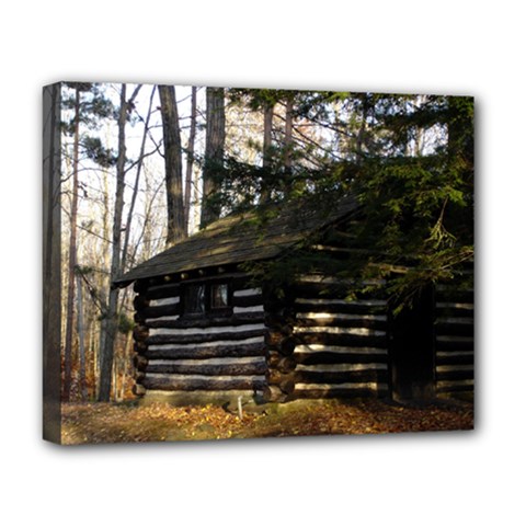 Cabin At The Pennsylvania Grand Canyon  by Ave Hurley  Deluxe Canvas 20  x 16  (Stretched) from ArtsNow.com