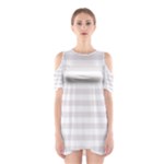 Horizontal Stripes - White and Pastel Pink Women s Cutout Shoulder Dress