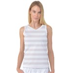 Horizontal Stripes - White and Pastel Pink Women s Basketball Tank Top