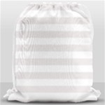 Horizontal Stripes - White and Pastel Pink Drawstring Bag (Large)