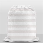 Horizontal Stripes - White and Pastel Pink Drawstring Bag (Small)