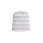 Horizontal Stripes - White and Pastel Pink Drawstring Pouch (S)