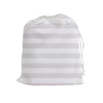 Horizontal Stripes - White and Pastel Pink Drawstring Pouch (XL)