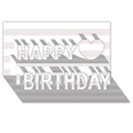 Horizontal Stripes - White and Pastel Pink Happy Birthday 3D Greeting Card (8x4)