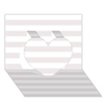 Horizontal Stripes - White and Pastel Pink Heart 3D Greeting Card (7x5)