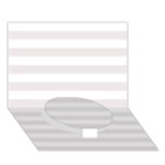 Horizontal Stripes - White and Pastel Pink Circle Bottom 3D Greeting Card (7x5)