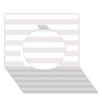 Horizontal Stripes - White and Pastel Pink Circle 3D Greeting Card (7x5)