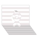 Horizontal Stripes - White and Pastel Pink Ribbon 3D Greeting Card (7x5)