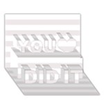 Horizontal Stripes - White and Pastel Pink You Did It 3D Greeting Card (7x5)