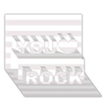 Horizontal Stripes - White and Pastel Pink You Rock 3D Greeting Card (7x5)