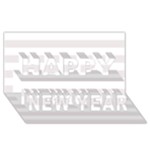 Horizontal Stripes - White and Pastel Pink Happy New Year 3D Greeting Card (8x4)