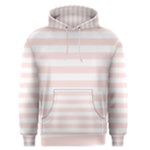 Horizontal Stripes - White and Misty Rose Pink Men s Pullover Hoodie