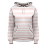 Horizontal Stripes - White and Misty Rose Pink Women s Pullover Hoodie