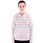 Horizontal Stripes - White and Misty Rose Pink Women s Zipper Hoodie