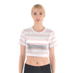Horizontal Stripes - White and Misty Rose Pink Cotton Crop Top