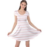 Horizontal Stripes - White and Misty Rose Pink Cap Sleeve Dress