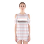 Horizontal Stripes - White and Misty Rose Pink Women s Cutout Shoulder Dress