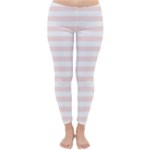 Horizontal Stripes - White and Misty Rose Pink Winter Leggings