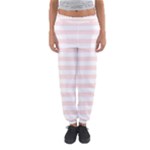 Horizontal Stripes - White and Misty Rose Pink Women s Jogger Sweatpants