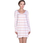 Horizontal Stripes - White and Misty Rose Pink Long Sleeve Nightdress