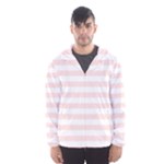 Horizontal Stripes - White and Misty Rose Pink Hooded Wind Breaker (Men)