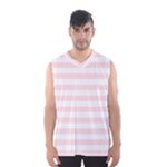Horizontal Stripes - White and Misty Rose Pink Men s Basketball Tank Top