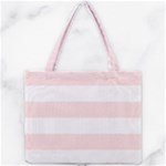 Horizontal Stripes - White and Misty Rose Pink Mini Tote Bag