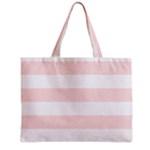 Horizontal Stripes - White and Misty Rose Pink Zipper Mini Tote Bag
