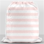 Horizontal Stripes - White and Misty Rose Pink Drawstring Bag (Large)