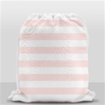 Horizontal Stripes - White and Misty Rose Pink Drawstring Bag (Small)