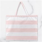 Horizontal Stripes - White and Misty Rose Pink Zipper Large Tote Bag