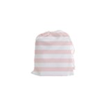 Horizontal Stripes - White and Misty Rose Pink Drawstring Pouch (XS)