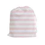 Horizontal Stripes - White and Misty Rose Pink Drawstring Pouch (XL)