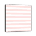 Horizontal Stripes - White and Misty Rose Pink Mini Canvas 6  x 6  (Stretched)