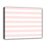 Horizontal Stripes - White and Misty Rose Pink Canvas 14  x 11  (Stretched)