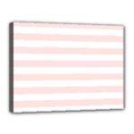 Horizontal Stripes - White and Misty Rose Pink Canvas 16  x 12  (Stretched)