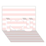 Horizontal Stripes - White and Misty Rose Pink I Love You 3D Greeting Card (7x5)