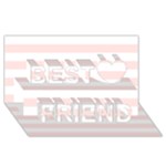 Horizontal Stripes - White and Misty Rose Pink Best Friends 3D Greeting Card (8x4)