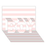 Horizontal Stripes - White and Misty Rose Pink BOY 3D Greeting Card (7x5)
