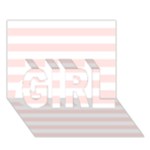 Horizontal Stripes - White and Misty Rose Pink GIRL 3D Greeting Card (7x5)